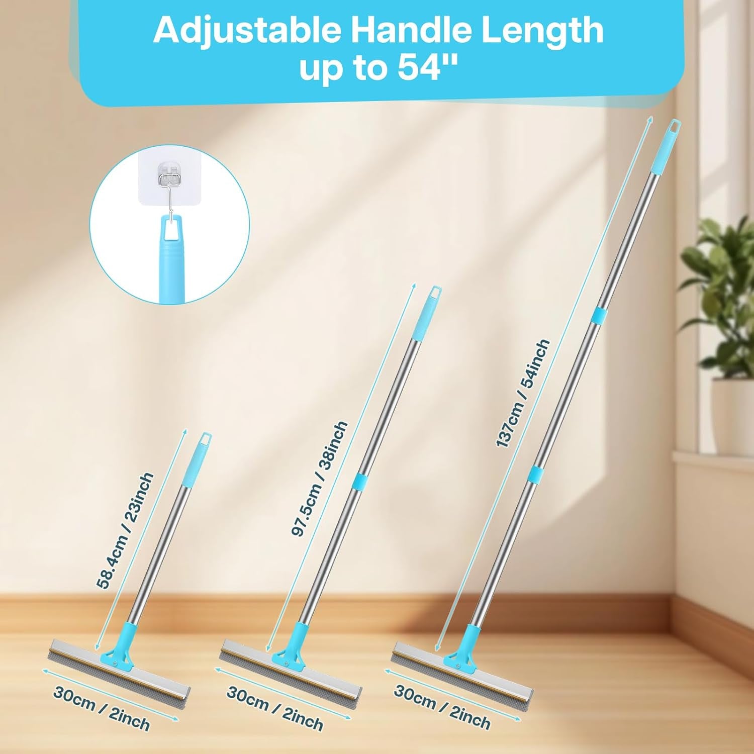 3PCS Carpet Rake for Pet Hair Removal, 54” Adjustable Long Handle, Dual-Sided Metal & Silicone Head,Reusable Pet Hair Remover Scraper Rake Carpet,Dog Hair Broom for Rugs,Mats,Couch and Furniture.